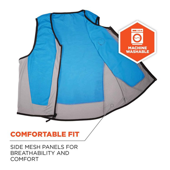 Chill-Its 6667 Wet Evaporative PVA Cooling Vest with Zipper, PVA, 5X-Large, Blue