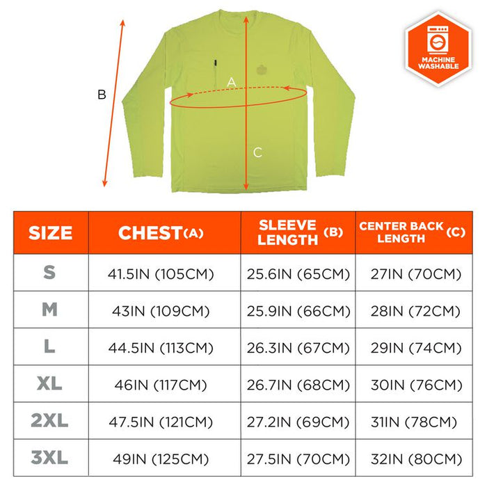 Chill-Its 6689 Cooling Long Sleeve Sun Shirt with UV Protection, Small, Lime