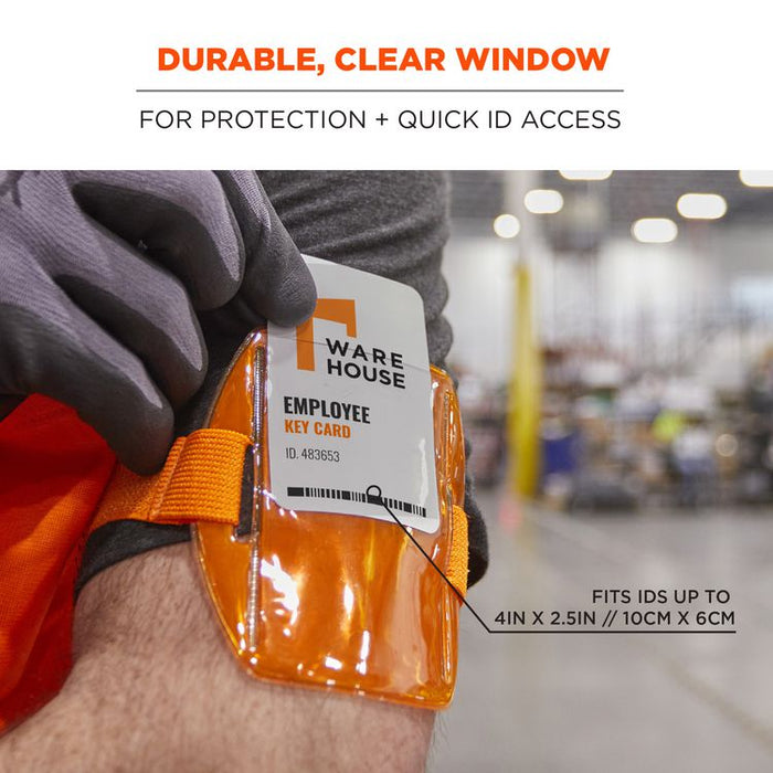 Squids 3386 Arm Band ID/Badge Holder, Vertical, Orange 3.75 x 4.25 Holder, 2.5 x 4 Insert