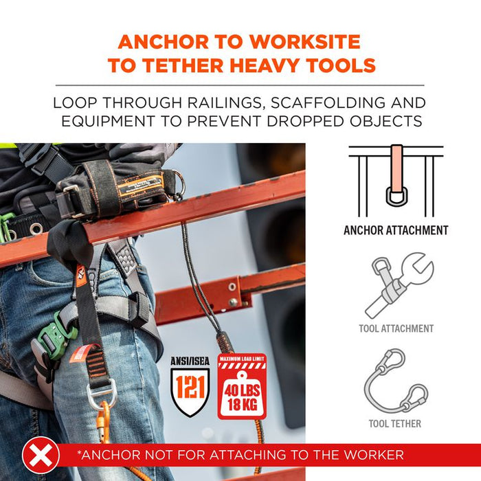 Squids 3176 Anchor Choke Strap for Tool Tethering, 40 lb Max Safe Working Capacity, 24" Long, Black