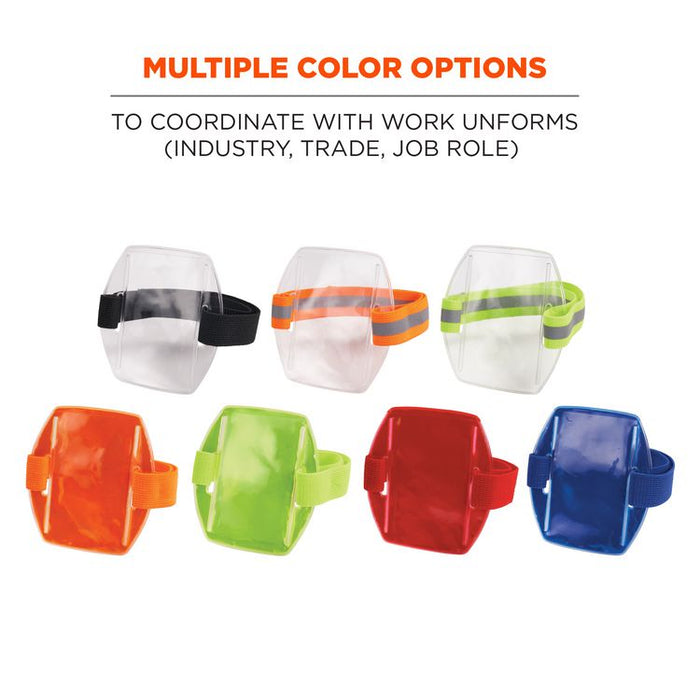 Squids 3386 Arm Band ID/Badge Holder, Vertical, Hi-Vis Orange, 3.75 x 4.25 Holder, 2.5 x 4 Insert, 10/Pack
