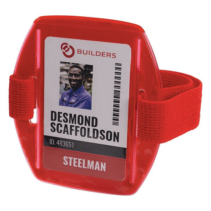 Squids 3386 Arm Band ID/Badge Holder, Vertical, Red, 3.75 x 4.25 Holder, 2.5 x 4 Insert, 10/Pack