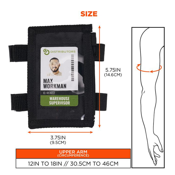 Squids 3387 Dual Band Arm ID/Badge Holder with Zipper, Vertical, Black, 3.75 x 5.75 for 2.75 x 4.75 Insert