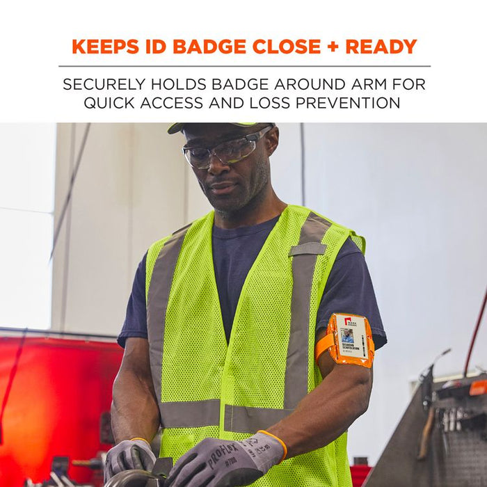 Squids 3386 Arm Band ID/Badge Holder, Vertical, Orange 3.75 x 4.25 Holder, 2.5 x 4 Insert