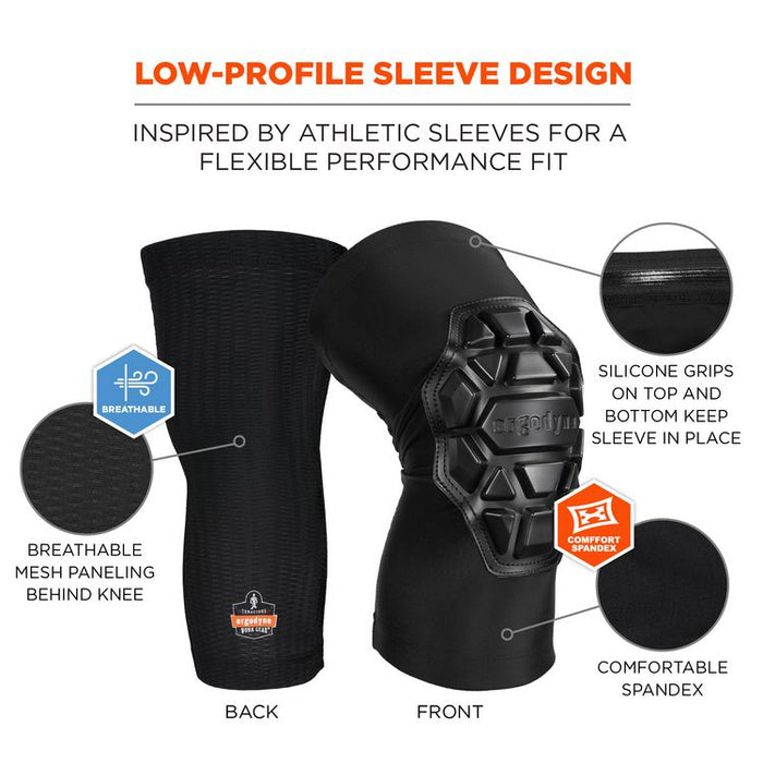 ProFlex 550 Padded Knee Sleeves with 3-Layer Foam Cap, Slip-On, X-Large+, Black, Pair