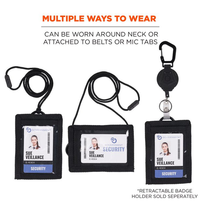 Squids 3389 Wallet ID/Badge Holder,Horizontal/Vertical, Black, 3.75 x 5 for 2.75 x 3.5 Insert, 18" Cord