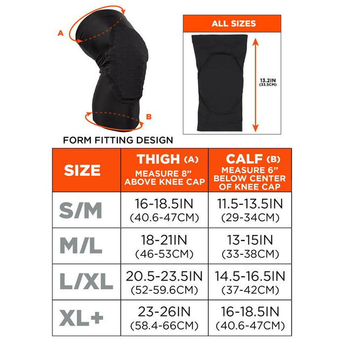 Proflex 525 Lightweight Padded Knee Sleeves, Slip-On, Large/X-Large, Black, Pair