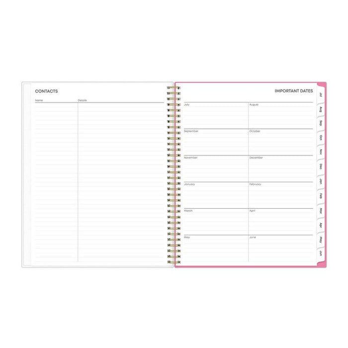 Roosevelt Pink Academic Weekly/Monthly Planner, Floral Artwork, 11" x 8.5", Pink/Gray Cover, 12-Month (July-June): 2025-2026