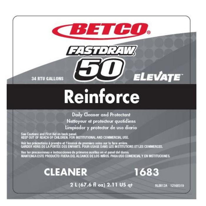 Reinforce FastDraw Floor Cleaner and Protectant, Lemon Scent, 2 L Bottle, 4/Carton