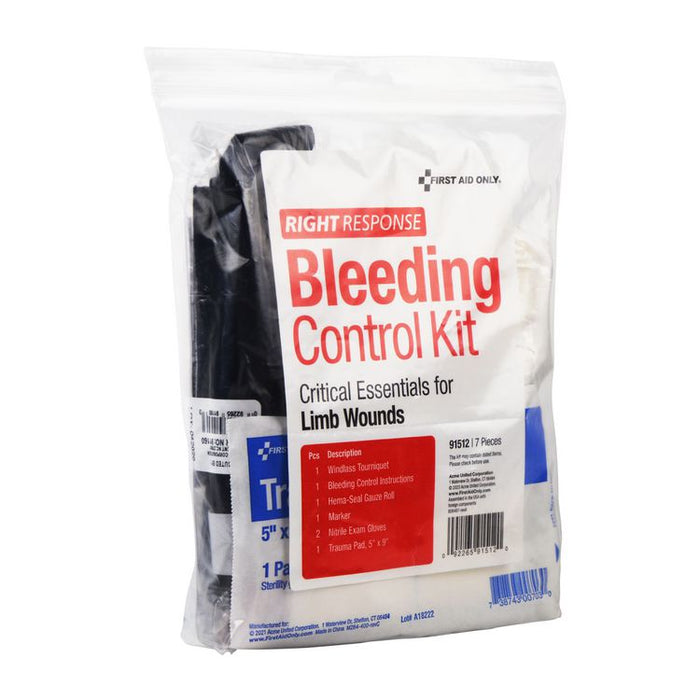 Critical Essentials Bleeding Control Kit for Limb Wounds, 8 Pieces, Plastic Bag