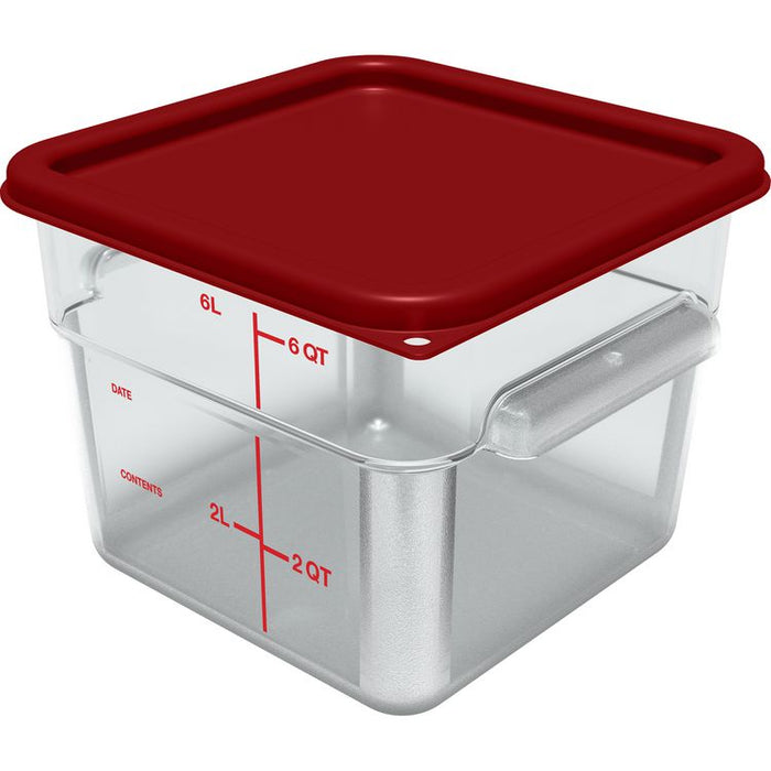 Squares Polycarbonate Food Storage Container, 6 qt, 8.75 x 8.75 x 7.31, Clear, Plastic