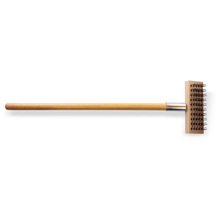 Sparta Broiler Master Grill Brush and Scraper with Handle, Metal Bristles, 30"  Natural Wood Handle