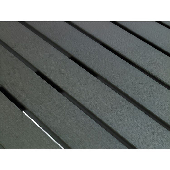 Eveleen Outdoor Patio Table with Six Gray Powder-Coated Polymer Chairs, 32 x 55 x 29, Gray