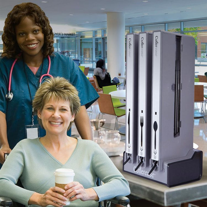 Cutlerease Base, Holds 3 Dispensers, 12.5 x 12.5 x 5.25, Gray/Black