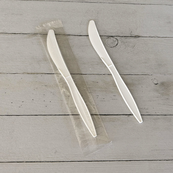 Mediumweight Wrapped Polypropylene Cutlery, Knife, 5.86", Plastic, White, 1,000/Carton