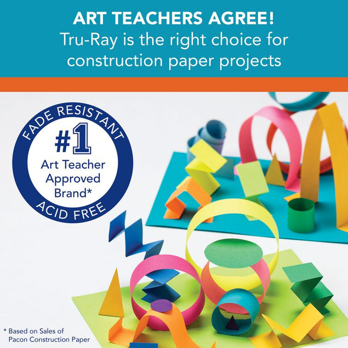 Tru-Ray Construction Paper, 76 lb Text Weight, 12 x 18, White, 50/Pack, 25 Packs/Carton
