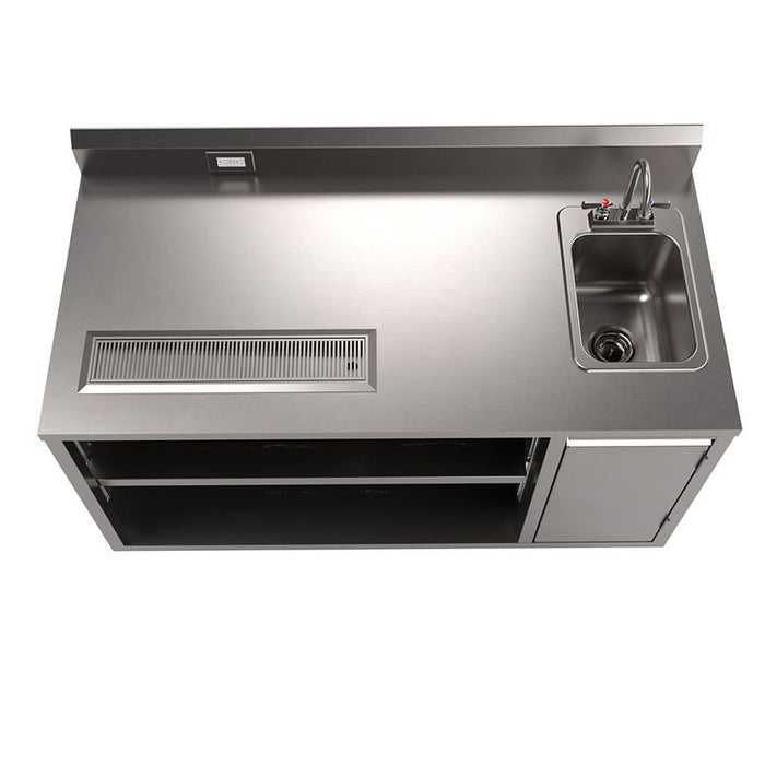 Stainless Steel Beverage Table with Right Sink, Rectangular, 30" x 60" x 41.5", Silver Top, Silver Base/Legs