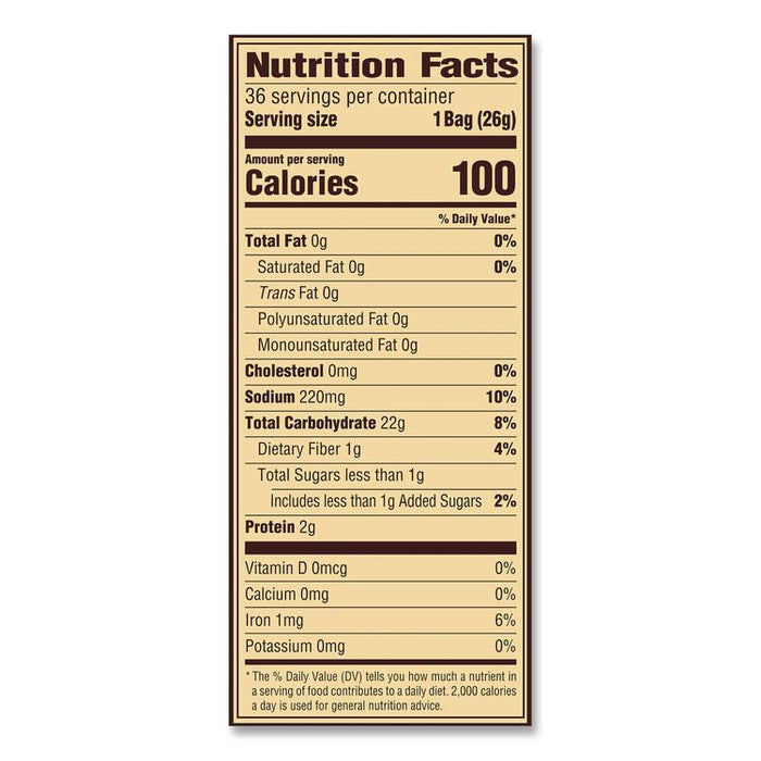 Mini Pretzels. 0.92 oz Pack, 36 Packs/Box, 2 Boxes/Carton