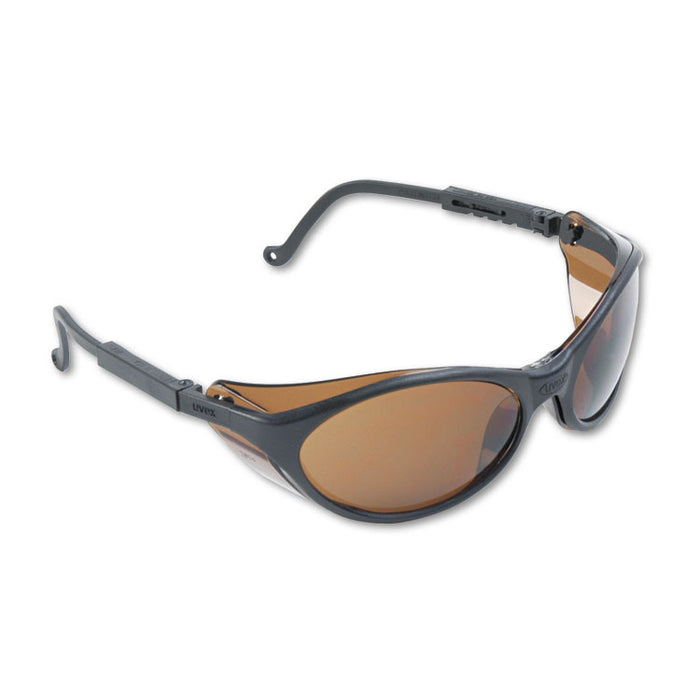 Bandit Wraparound Safety Glasses, Black Nylon Frame, Espresso Lens