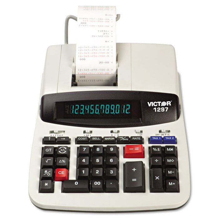 1297 Two-Color Commercial Printing Calculator, Black/Red Print, 4 Lines/Sec