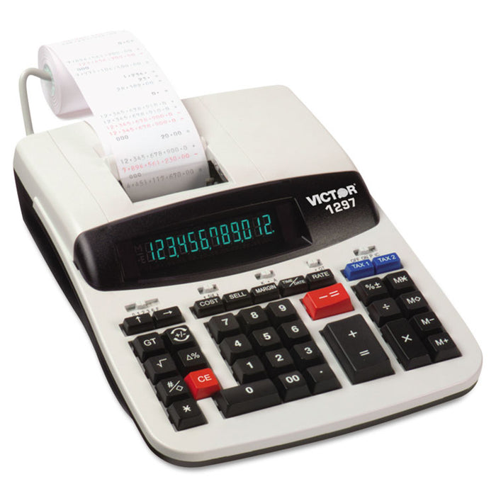 1297 Two-Color Commercial Printing Calculator, Black/Red Print, 4 Lines/Sec