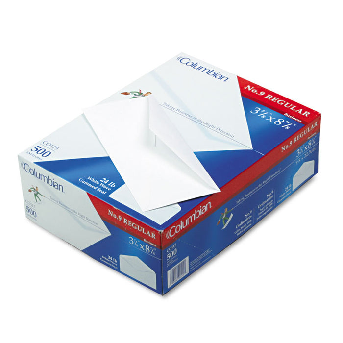 Gummed Flap Business Envelope, #9, Bankers Flap, Gummed Closure, 3.88 x 8.88, White, 500/Box