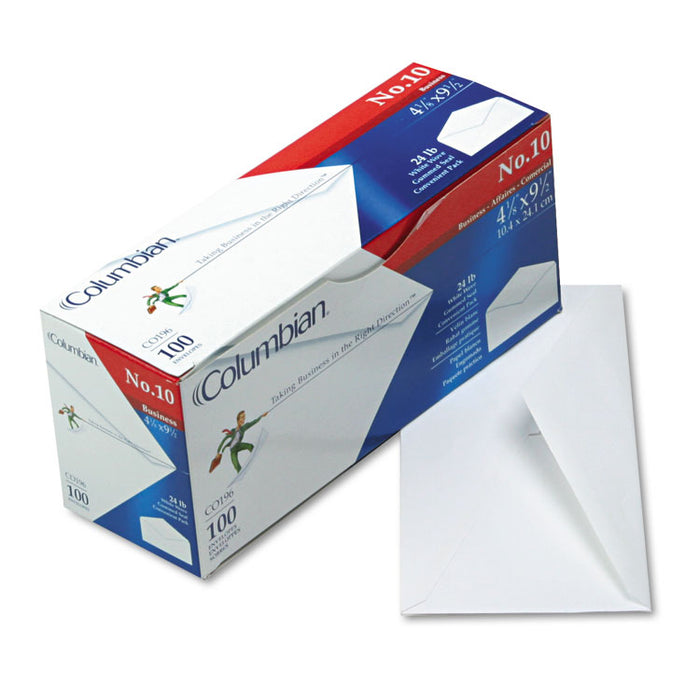 Gummed Flap Business Envelope, #10, Bankers Flap, Gummed Closure, 4.13 x 9.5, White, 100/Box