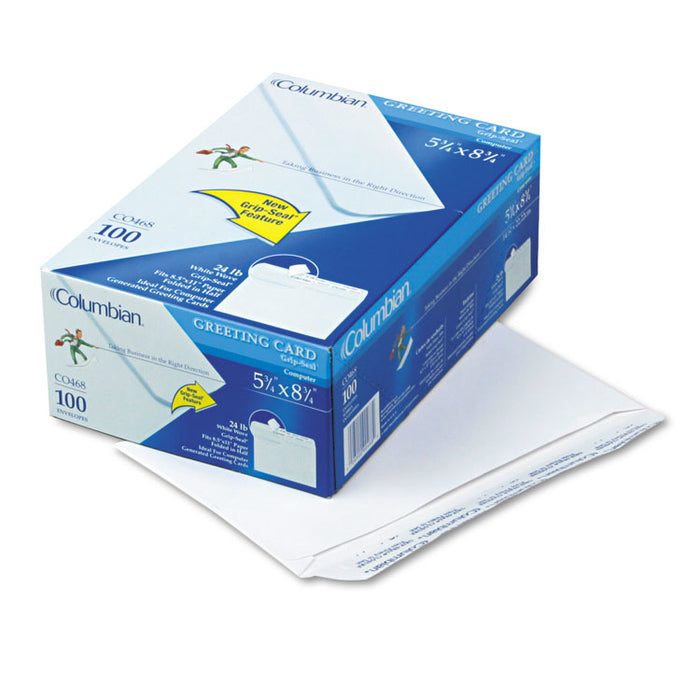Invitation & Greeting Card Envelope, A-9, Monarch Flap, Self-Adhesive Closure, 5.75 x 8.75, White, 100/Box