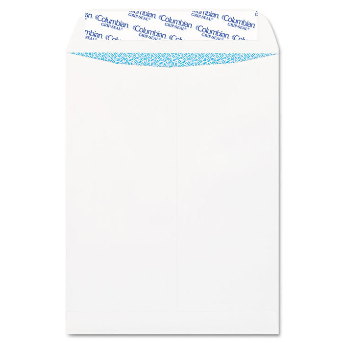 Grip-Seal Security Tinted All-Purpose Catalog Envelope, #10 1/2, Cheese Blade Flap, Grip-Seal Closure, 9 x 12, White, 100/Box
