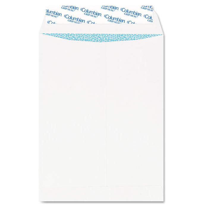 Grip-Seal Security Tinted All-Purpose Catalog Envelope, #13 1/2, Cheese Blade Flap, 10 x 13, White, 100/Box