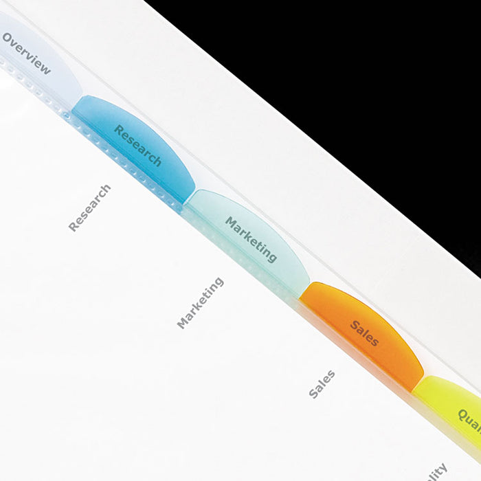 Round View-Tab Transparent Index Dividers, 5-Tab, 11 x 8.5, Assorted, 1 Set
