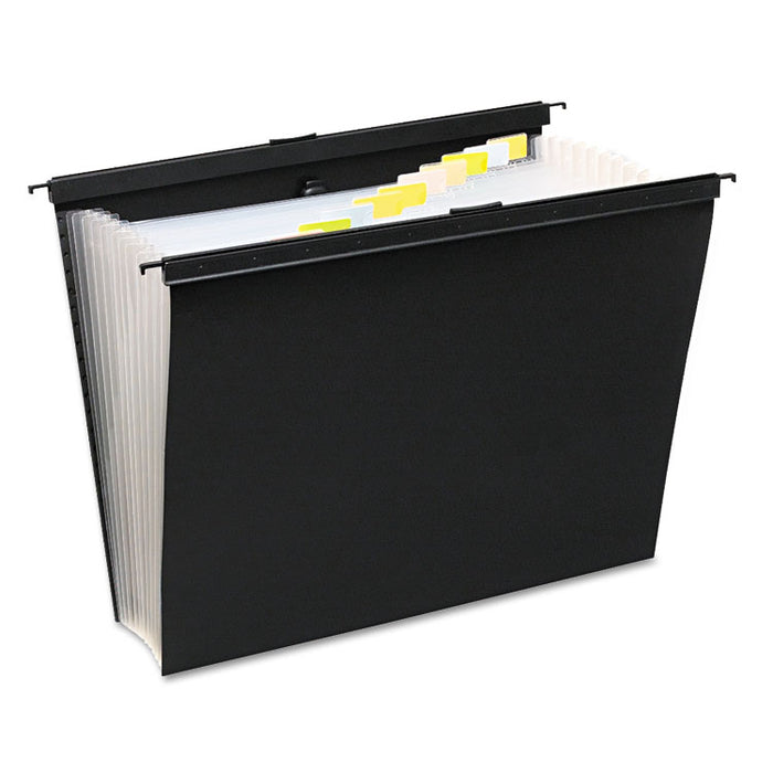 Slide-Bar Expanding Pocket File, Letter Size, 12 Dividers, Black
