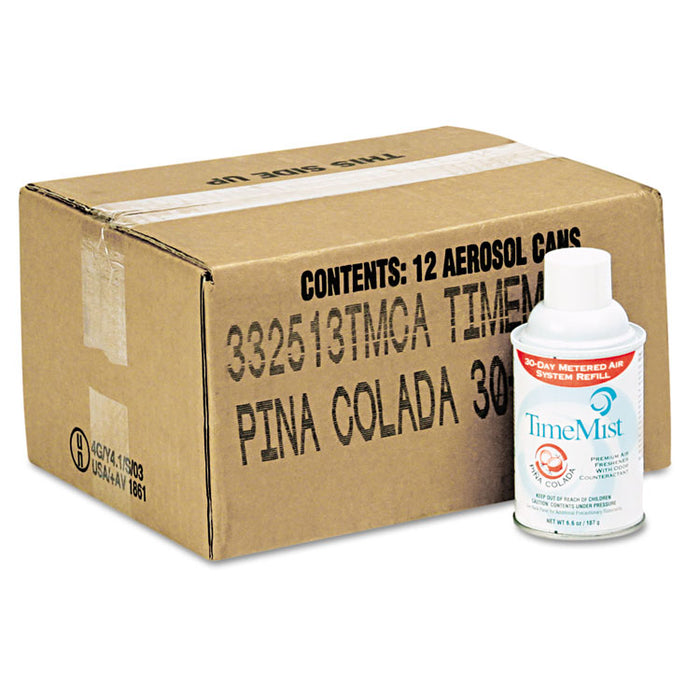 Premium Metered Air Freshener Refill, Pina Colada, 6.6 oz Aerosol, 12/Carton