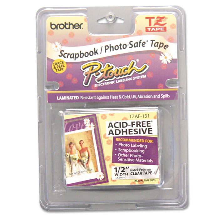 TZ Photo-Safe Tape Cartridge for P-Touch Labelers, 0.47" x 26.2 ft, Black on White