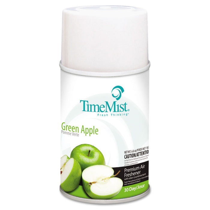 Premium Metered Air Freshener Refill, Green Apple, 5.3 oz Aerosol Spray, 12/Carton