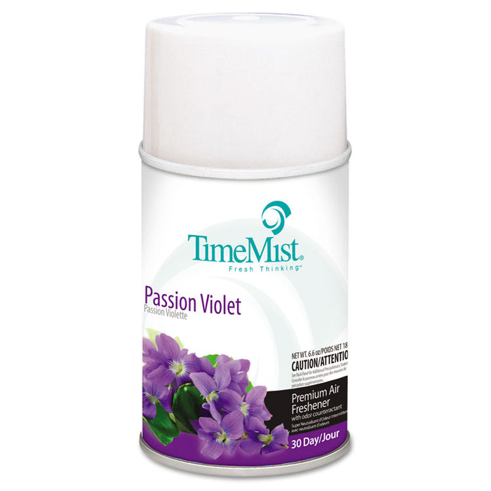Premium Metered Air Freshener Refill, Passion Violet, 6.6 oz Aerosol, 12/Carton