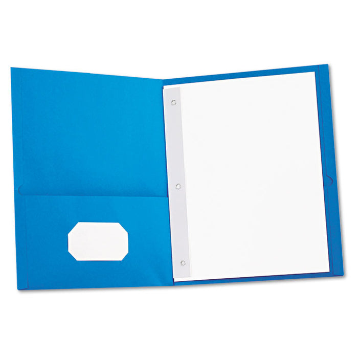 Two-Pocket Portfolios with Tang Fasteners, 11 x 8 1/2, Light Blue, 25/Box