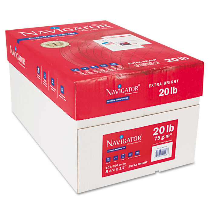 Premium Multipurpose Copy Paper, 97 Bright, 20 lb Bond Weight, 8.5 x 11, White, 500 Sheets/Ream, 10 Reams/Carton