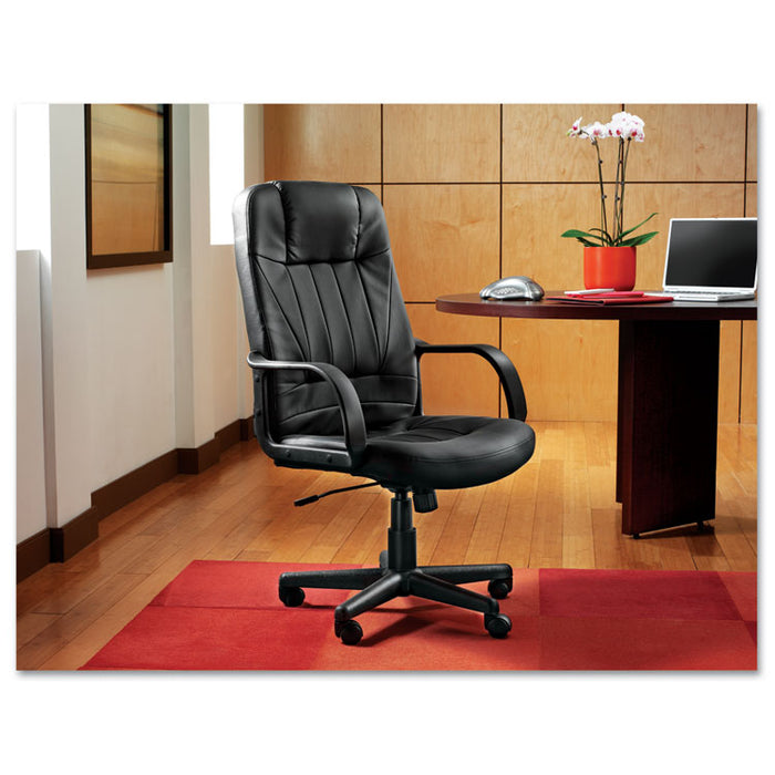 Sparis Executive High-Back Swivel/Tilt Leather Chair, Supports up to 275 lbs., Black Seat/Black Back, Black Base