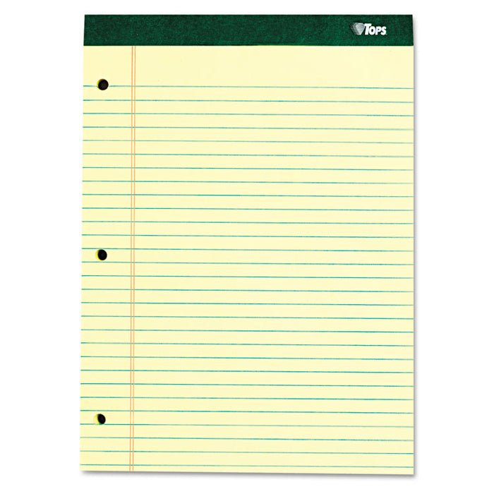 Double Docket Ruled Pads with Extra Sturdy Back, Wide/Legal Rule, 100 Canary-Yellow 8.5 x 11.75 Sheets
