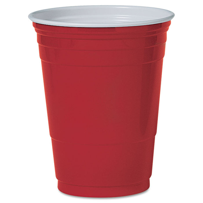 Solo Plastic Party Cold Cups, 16 oz, Red, 50/Pack