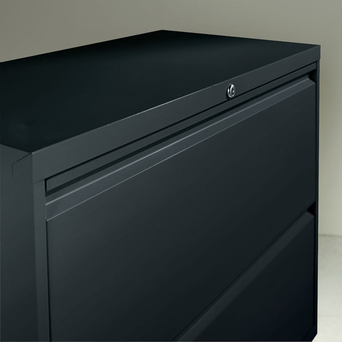 Two-Drawer Lateral File Cabinet, 30w x 18d x 28h, Black