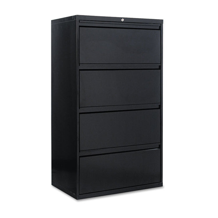 Four-Drawer Lateral File Cabinet, 30w x 18d x 52.5h, Black