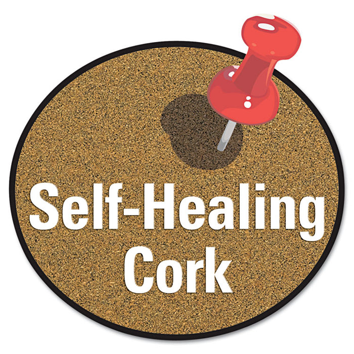 Cork Bulletin Board, 36 x 24, Aluminum Frame w/Mahogany Wood Grained Finish