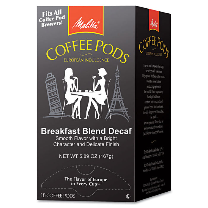 Coffee Pods, Breakfast Blend Decaf, 18 Pods/Box