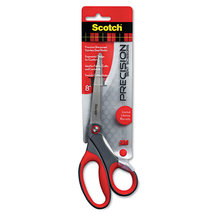 Precision Scissors, 8" Long, 3.25" Cut Length, Gray/Red Offset Handle