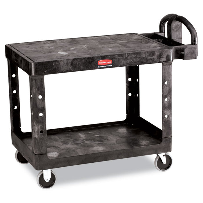 Flat Shelf Utility Cart, Two-Shelf, 25.25w x 44d x 38.13h, Black
