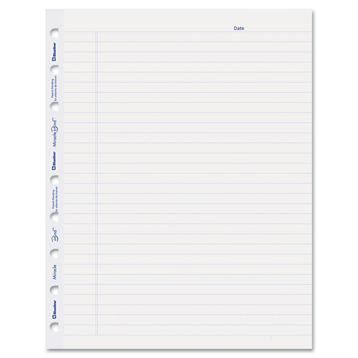 MiracleBind Ruled Paper Refill Sheets for all MiracleBind Notebooks and Planners, 9.25 x 7.25, White/Blue Sheets, Undated