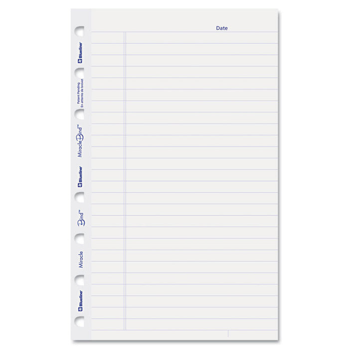 MiracleBind Ruled Paper Refill Sheets, 8 x 5, White, 50 Sheets/Pack