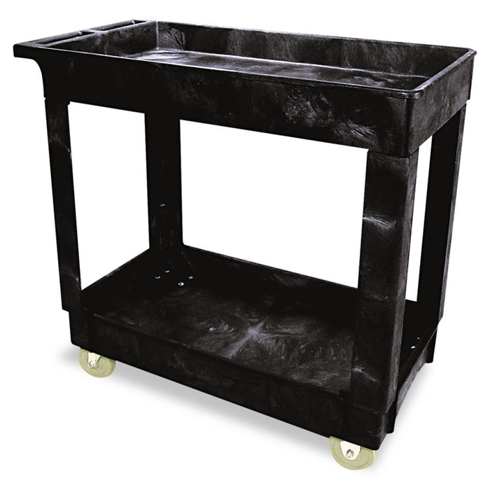 Service/Utility Cart, Two-Shelf, 34.13w x 17.38d x 32.38h, Black